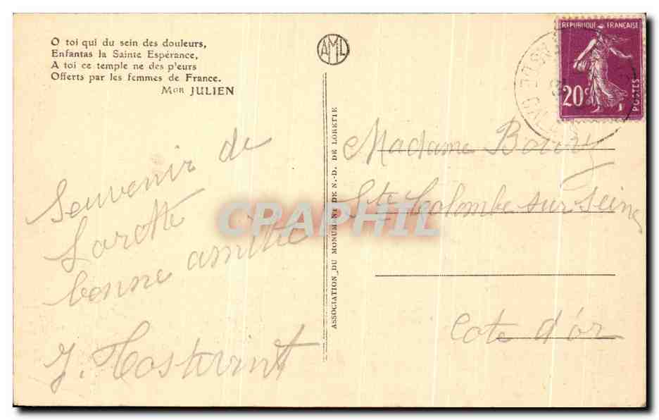 CPA Notre Dame de Lorette La Chapelle Militaria — Rückseite