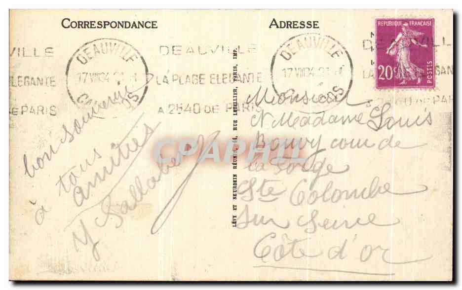 CPA Trouville La Reine Des Plages La Plage et Les Tentes — Verso