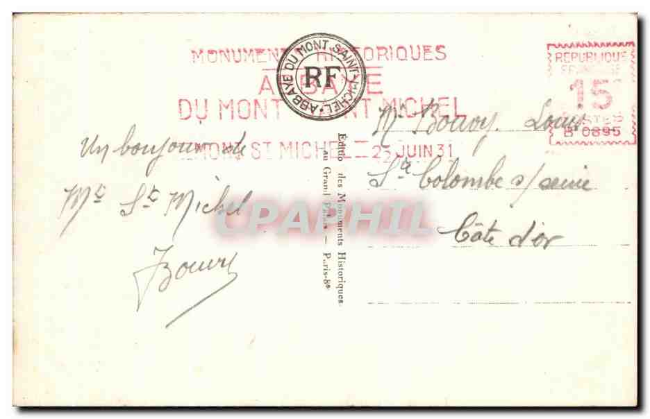 CPA Abbaye Du mont Saint michiel Vue Generale Face Est — Verso
