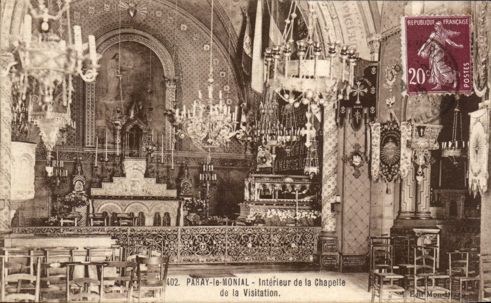 PARAY-le-MONIAL - Intérieur de la Chapelle de la Visitation — Éditeur Mon-Drapeau, n° 402