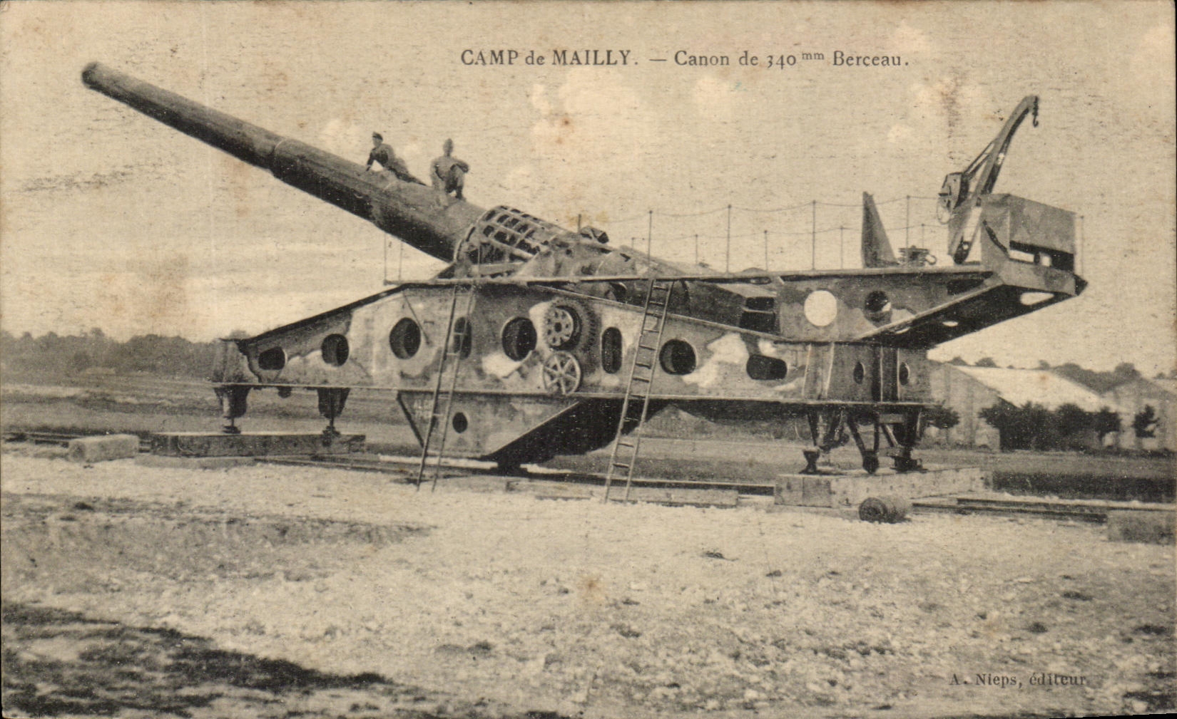 CPA Camp de Mailly Canon de 340mm Berceau Militaria 