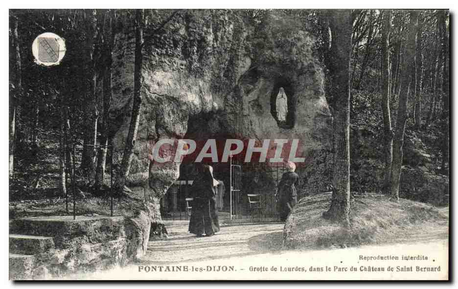 CPA Fontaine les Dijon Grotte de Lourdes dans le Parc du Chateau de Saint Bernard 