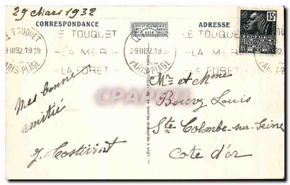 CPA Le Touquet Le Royal Picardy — Rückseite