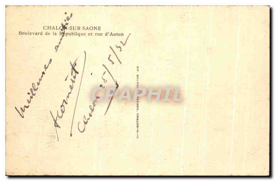 CPA Chalon Sur Saone Boulevard de la Republique et rue d'Autun — Rückseite