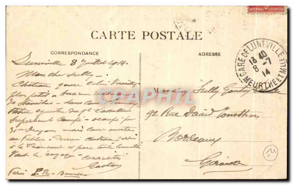 Lunéville — Le Château — R. Bastien, lith.-édit., Lunéville — Rückseite