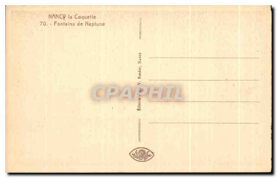 CPA Nancy Fontsine de Neptune la Coquette Fontaine de Neptune — Verso