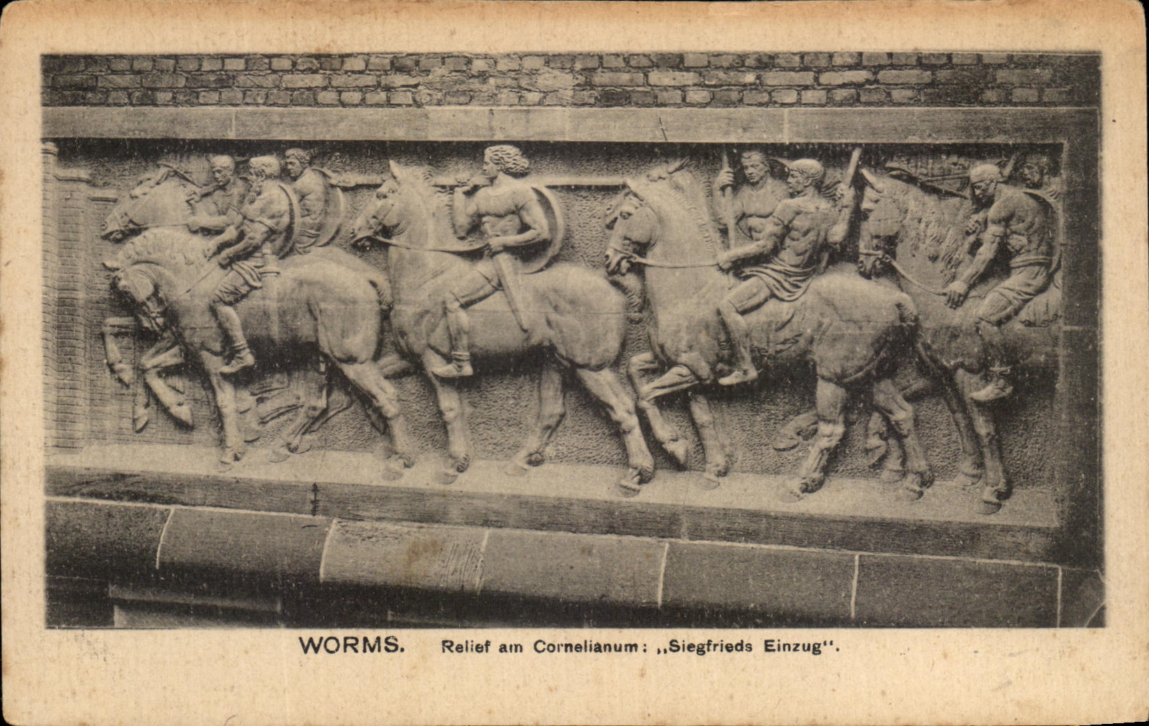 CPA Worms Relief am Cornelianum Siegfrieds Einzug