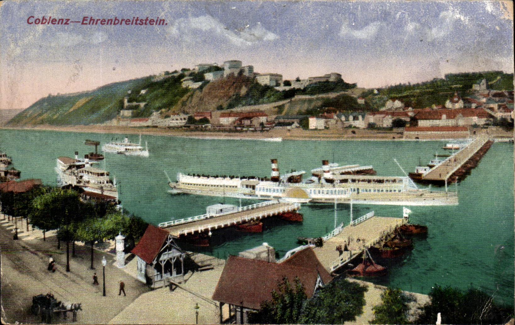 CPA Coblenz Ehrenbreitstein Bateau (au dos feuillet Guillaume colle)