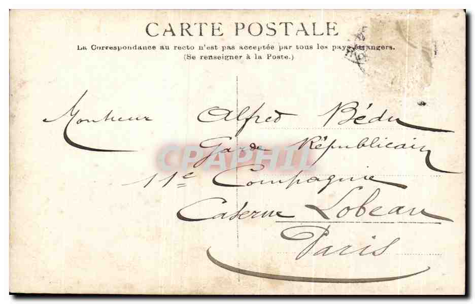 CARTE PHOTO Groupe Costumes Militaria — Verso