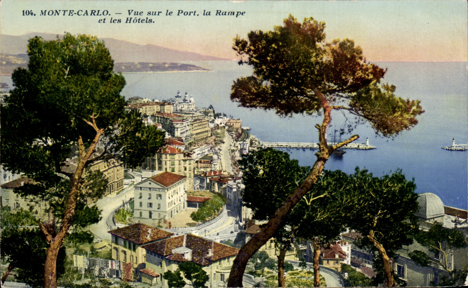 CPA Monte Carlo Vue sur le Port La Rampe et les Hotels
