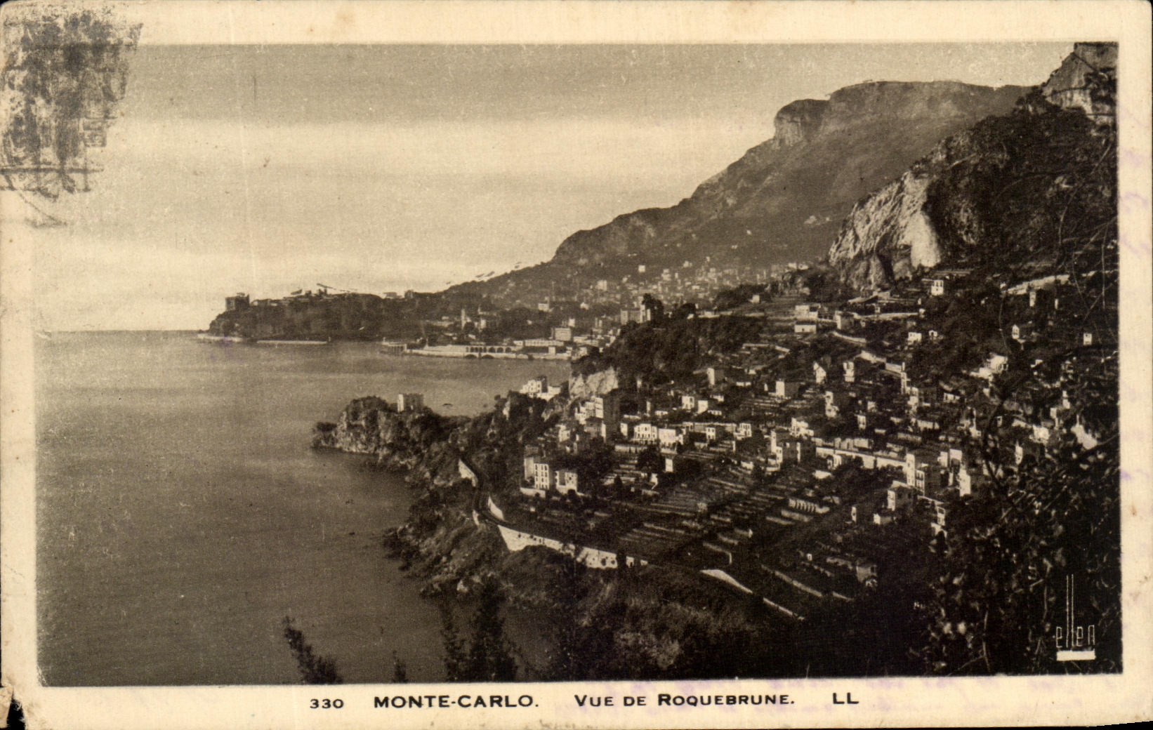Vintage Postcard Monte Carlo View of Roquebrune