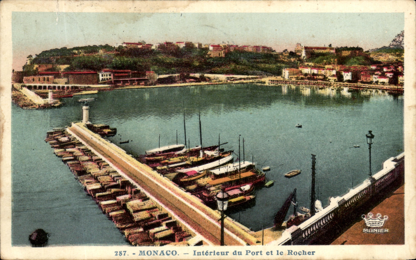 CPA Monaco Interieur du Port et le Rocher