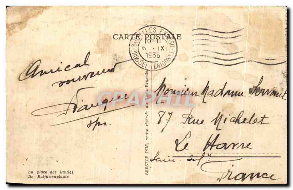 CPA Exposition de Bruxelles 1935 Vieux Bruxelles — Verso