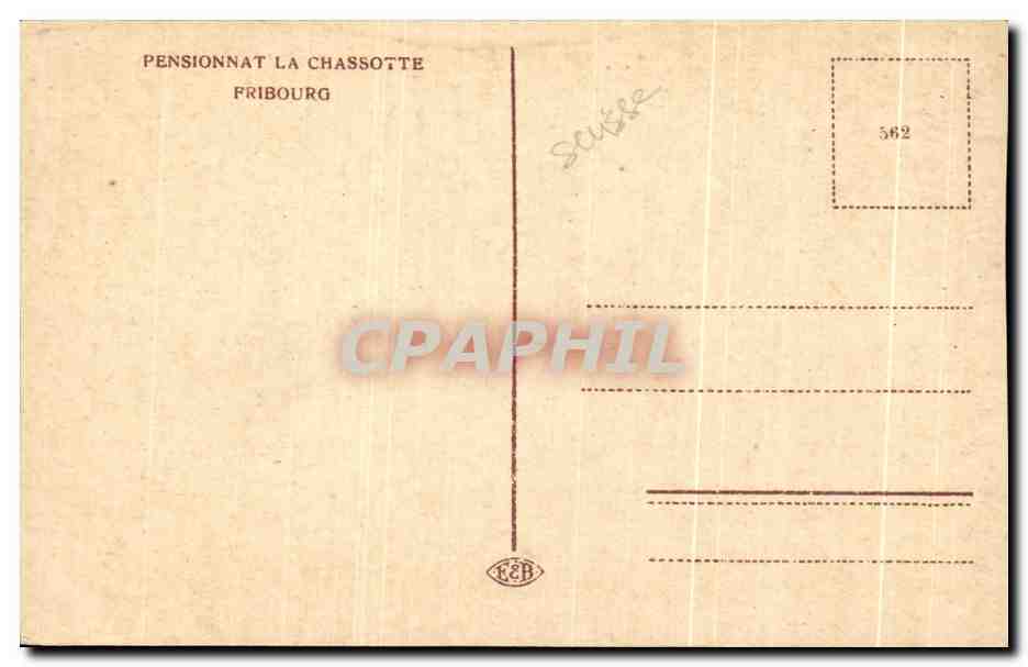 CPA Pensionnat La Chassotte Fribourg Salle de reception — Verso