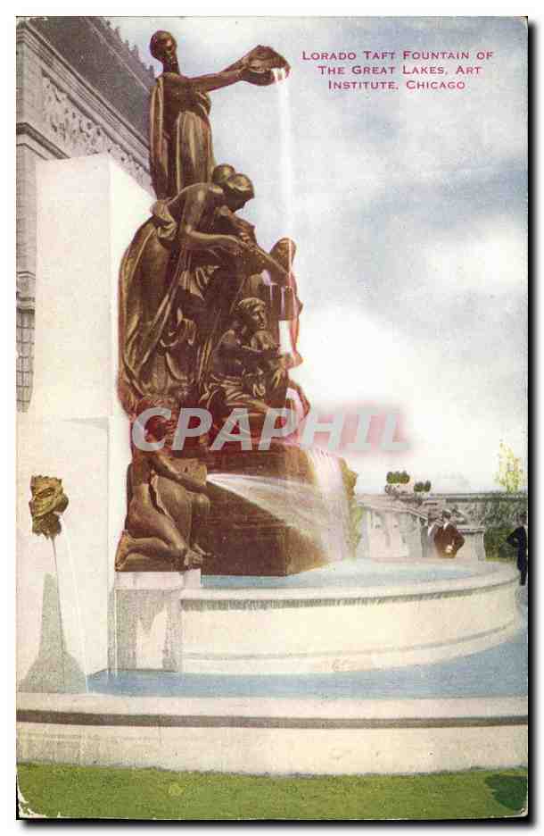 CPA Lorado Taft Fountain Of The Great Lakes Art Institute Chicago