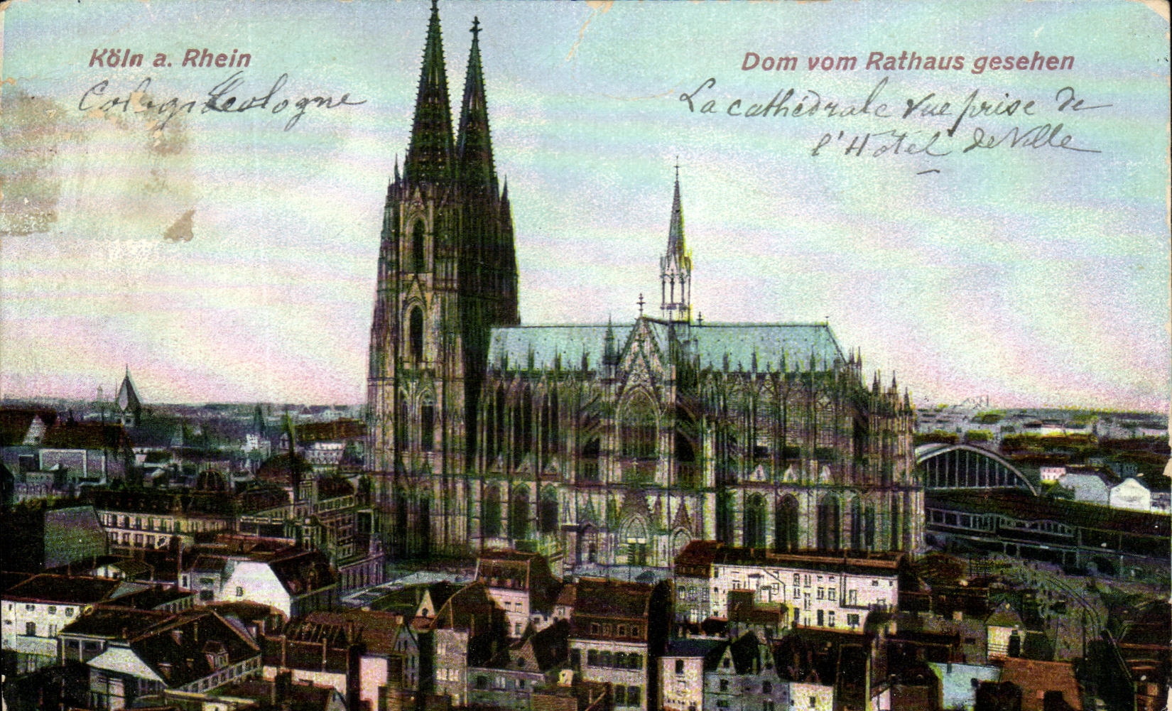 CPA Koln Rhein Dom Vom Rathaus Gesehen