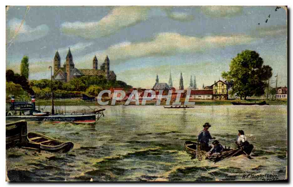 CPA Partie an Rhein Speyer Bateau
