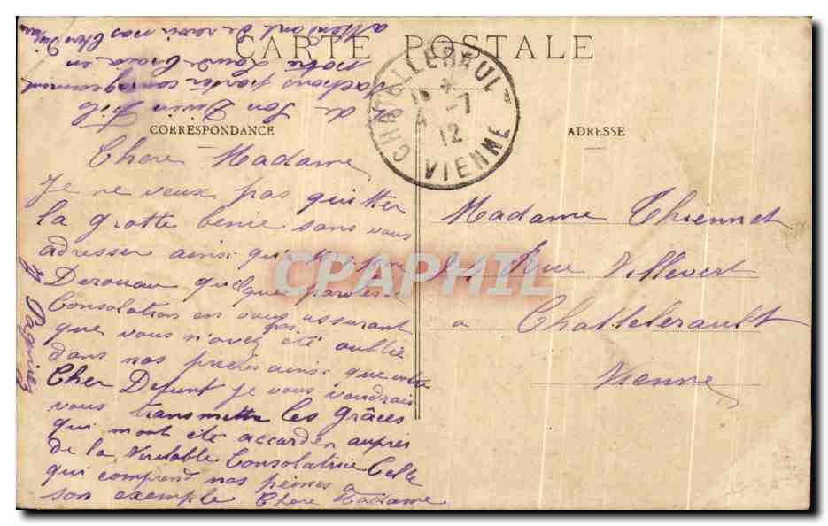CPA Lourdes Portez Lui Mes Prieres Mes Souhaits Mes Voeux Hirondelles  — Verso