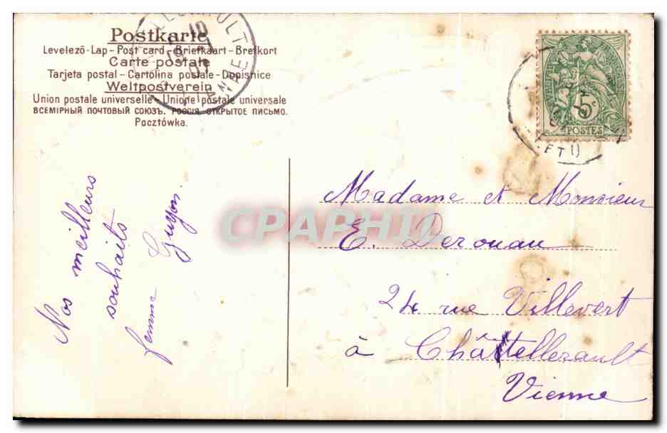 CPA Bonne Annee Fleurs Trefles Fer a cheval — Verso