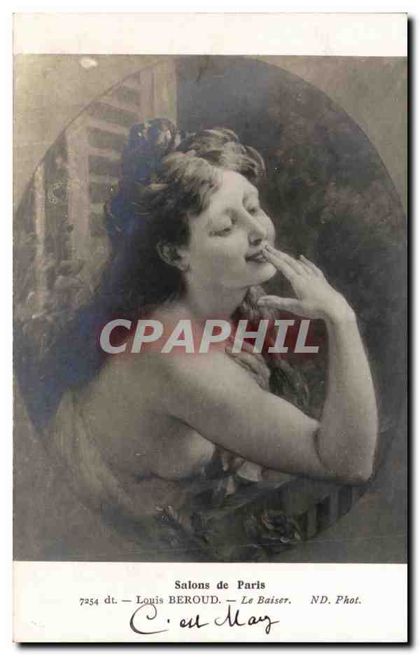 CPA Salons de Paris Louis Beroud Le Baiser Femme nue erotique