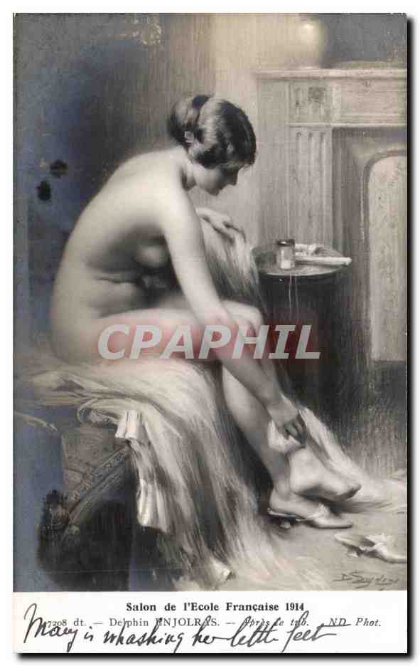 CPA Salon de Ecole Francaise Delphin Enjolras Femme nue erotique
