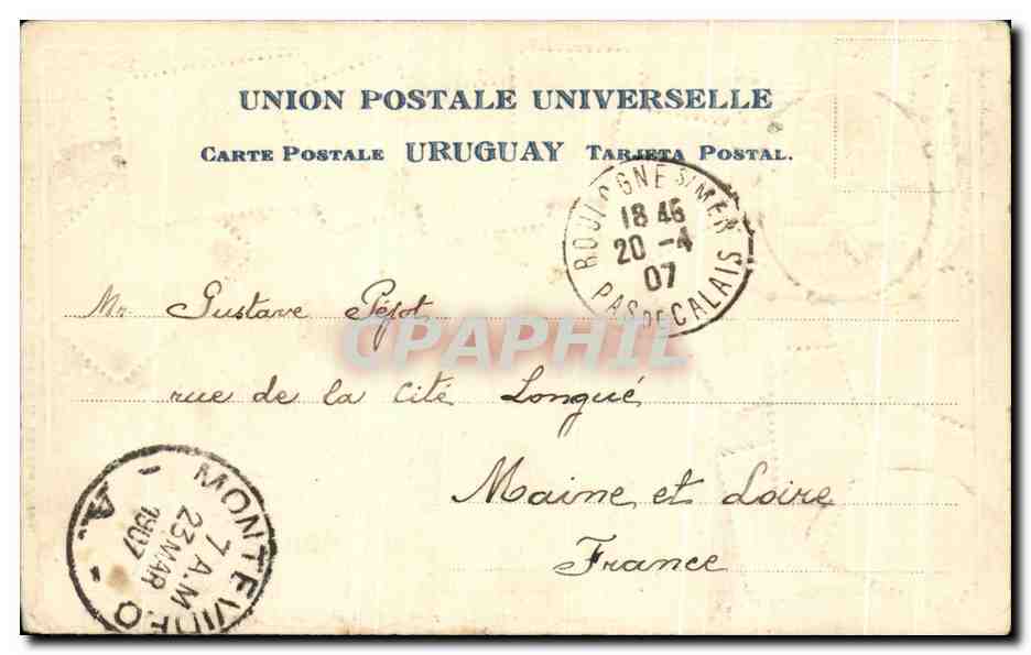 Carte Fantaisie Uruguay Escuela de Artes y Officios Montevideo — Rückseite