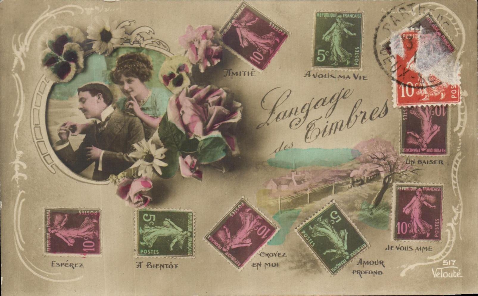 CPA Fantaisie Timbres Semeuse 