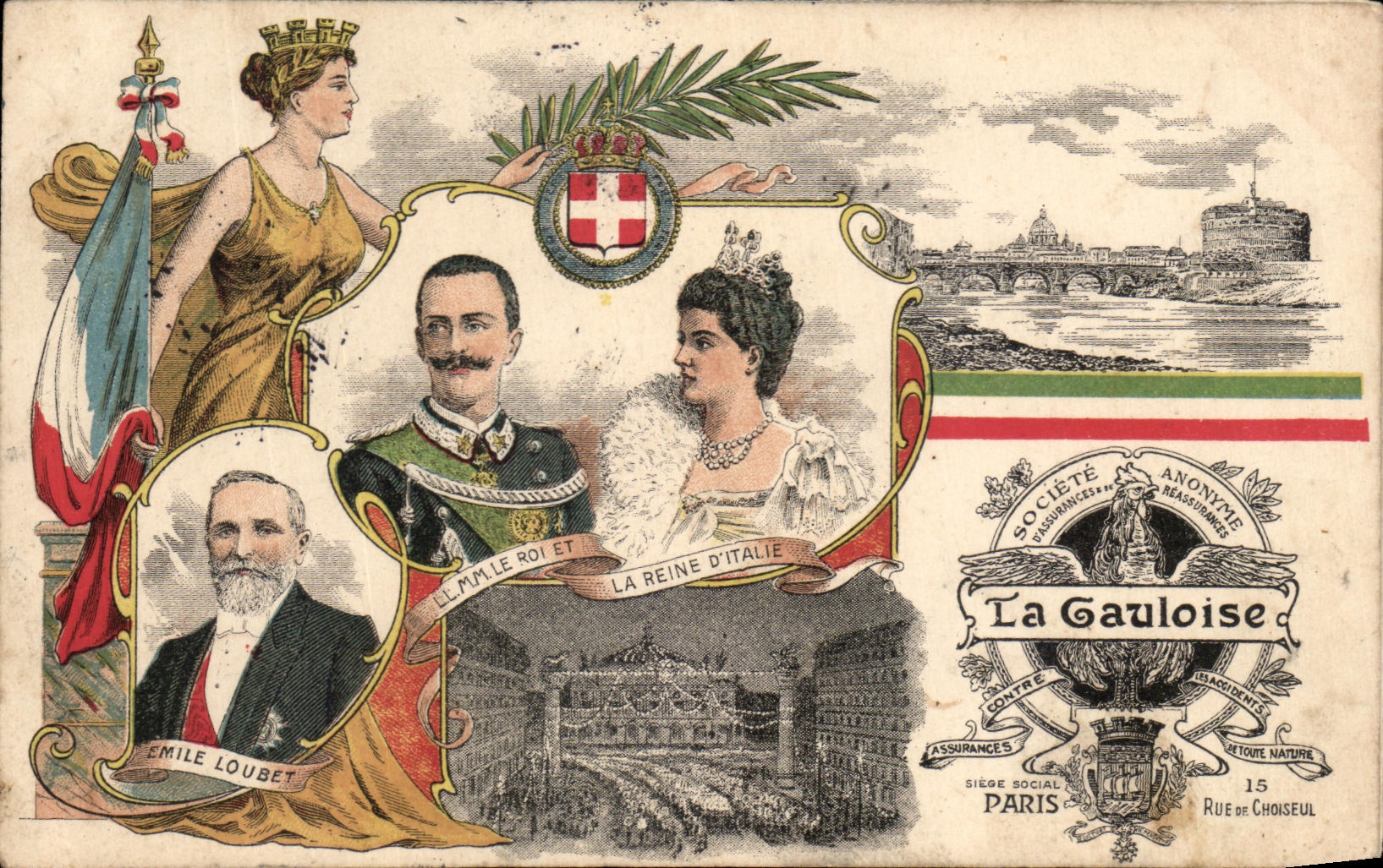 Roi et Reine d'Italie — Émile Loubet — Société La Gauloise