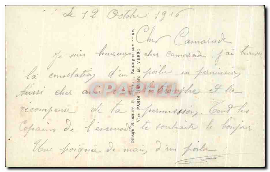 CPA Fantaisie Militaria Enfants  — Verso