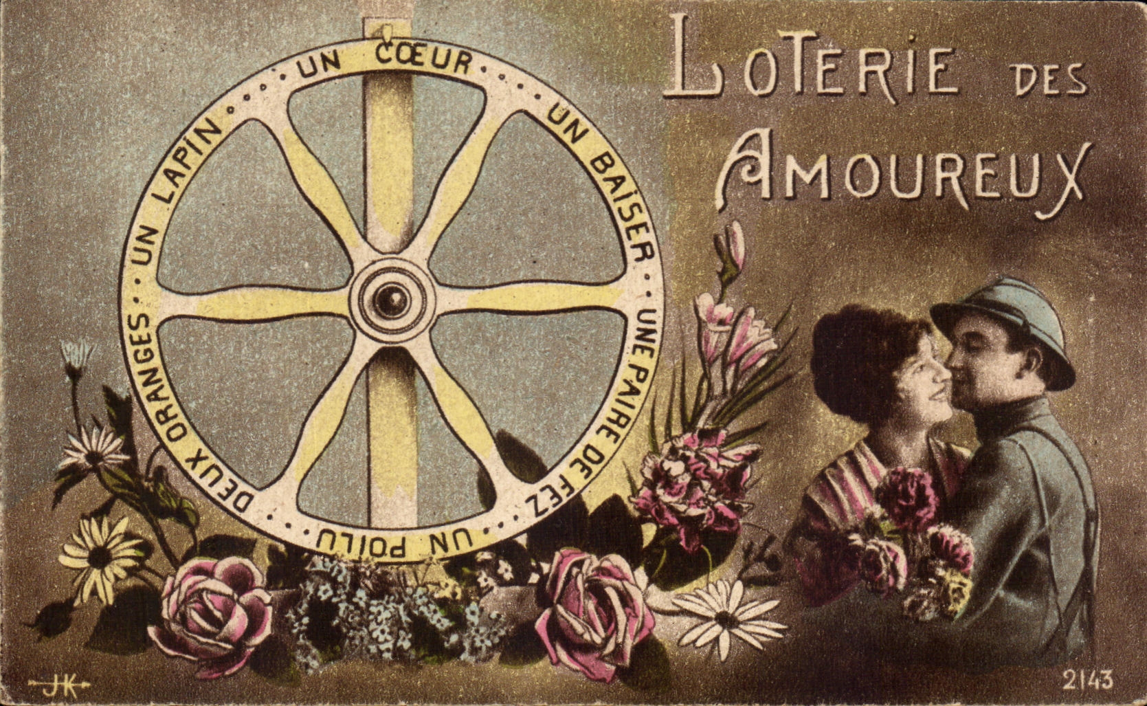 CPA Fantaisie Loterie des amoureux Militaria