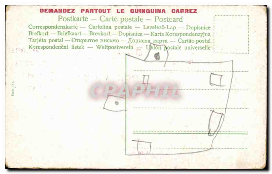 Enfants jouant autour de tonneaux — Quinquina Carrez — Éditeur Émilion, n° 107 — Rückseite