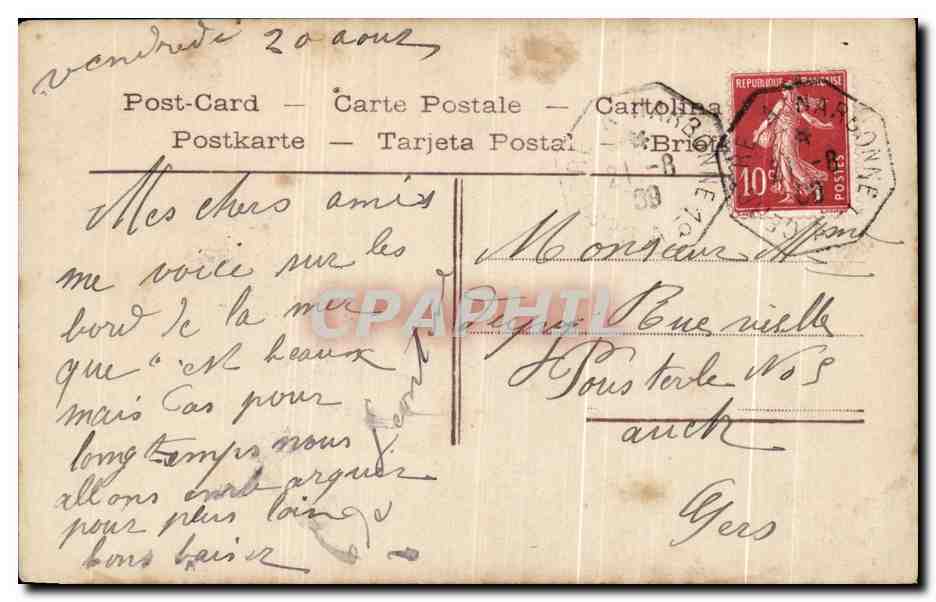 Femme souriante — télégramme 'Un tendre baiser' — éditeur inconnu, n° 4218 — Reverso