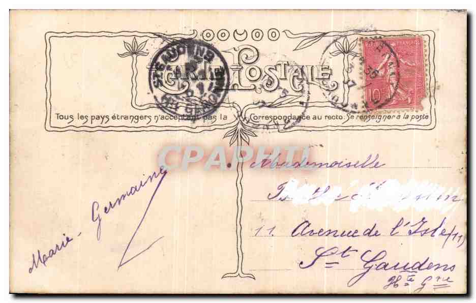 Fête Heureuse — Baisers — Phot. R. BOYER, Croissant, Paris — Achterkant