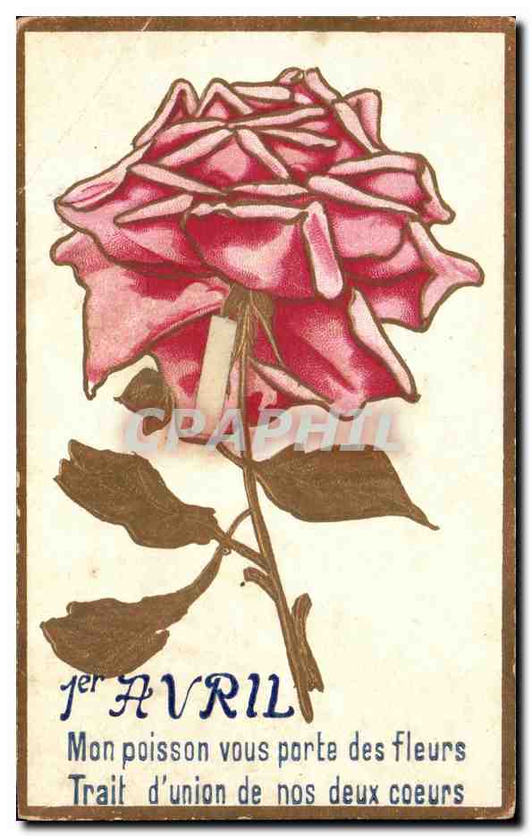 CPA Fantaisie Fleurs Roses 1er avril