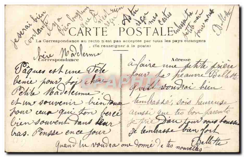 CPA Fantaisie Poussin oeuf Paques  — Rückseite