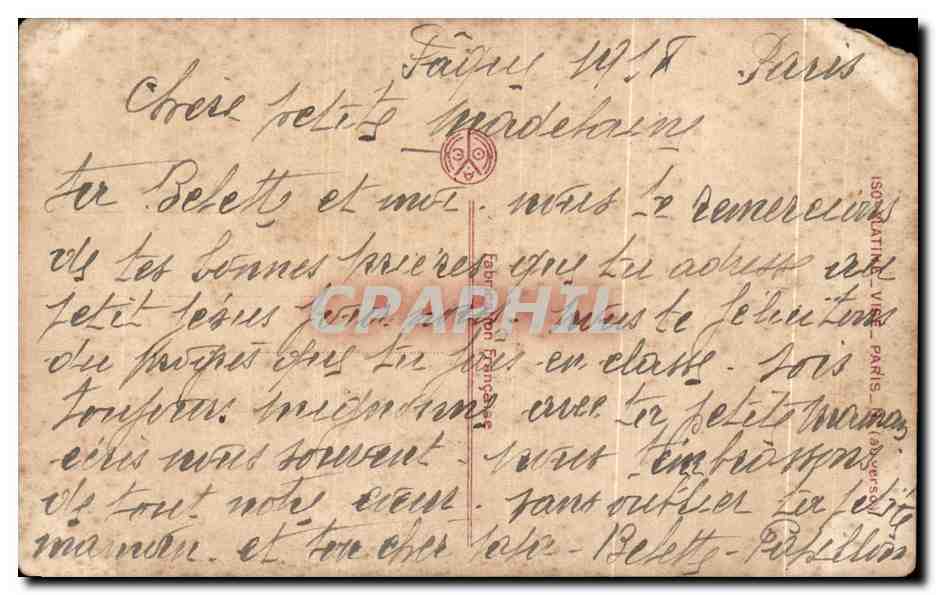 CPA Fantaisie Enfant Paques Poussins Militaria  — Rückseite