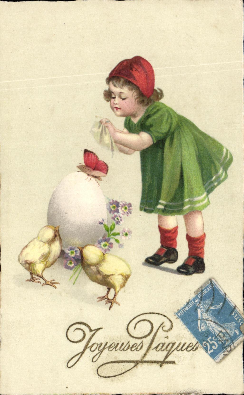 CPA Fantaisie Enfant Paques Poussins Oeuf 