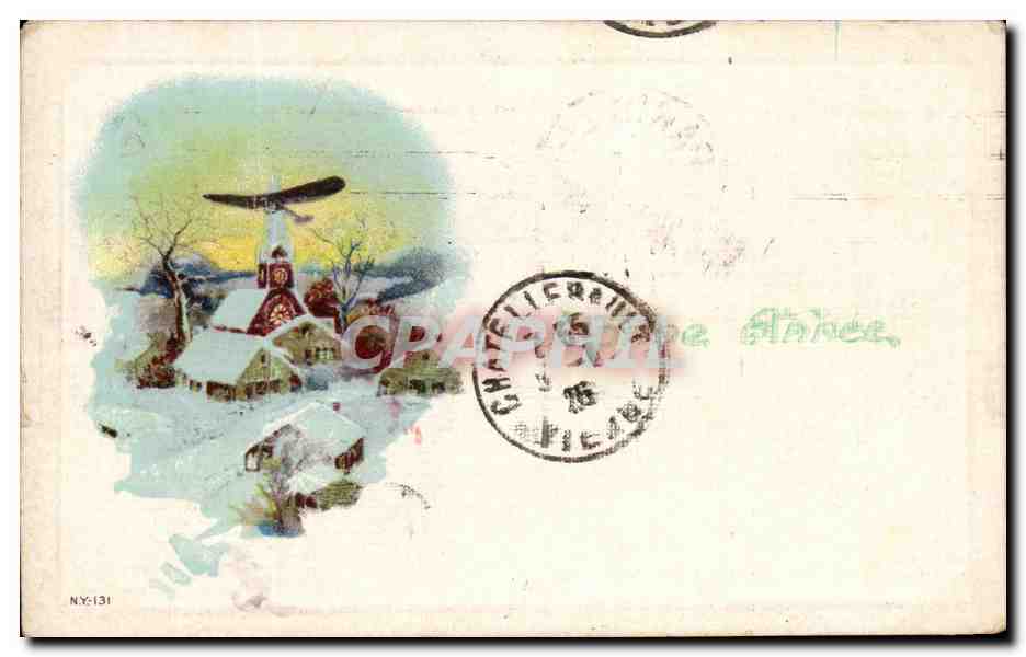CPA Fantaisie Bonne annee Avion 
