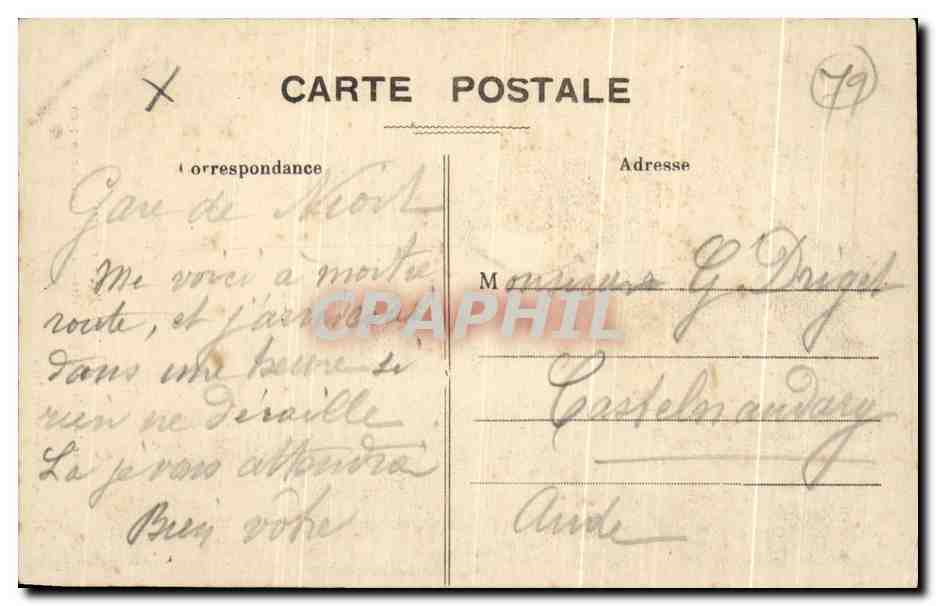 Niort (Deux-Sèvres) — Seitenportal der Kirche Notre-Dame — restauriert 1909 — N. Alin, Papier-Tabs-Journal, Niort — Rückseite