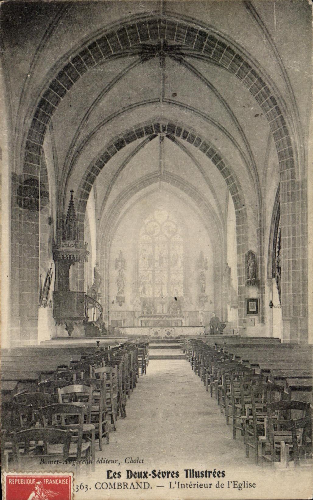 Combrand — L'Intérieur de l'Église — Les Deux-Siècles Illustrées, éditeur Bomet-Angereau, Cholet
