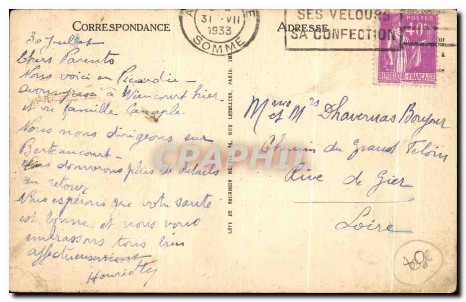CPA Amiens Monument aux Morts Militaria  — Rückseite
