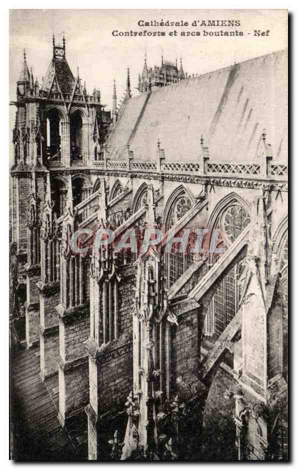 Cathédrale d'Amiens — Contreforts et arcs boutants - Nef — Édition Régnaud