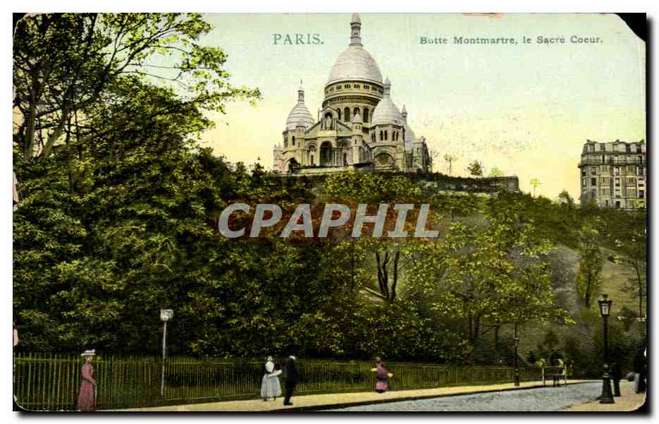 Antieke ansichtkaart Parijs Botte Montmartre het Heilig Hart