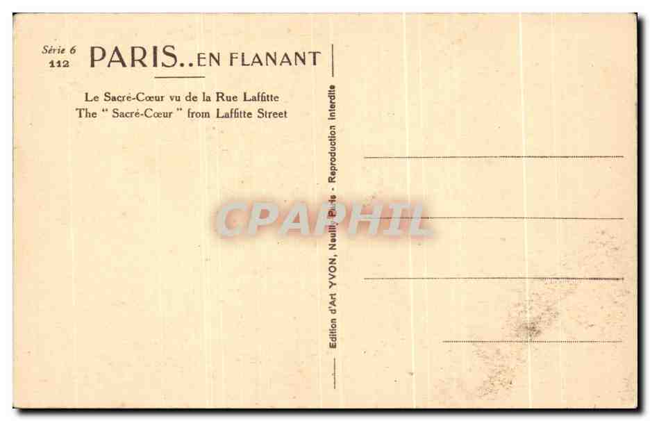 CPA Paris En Flanant Le Sacre Coeur vu de la Rue Laffitte Montmartre — Rückseite