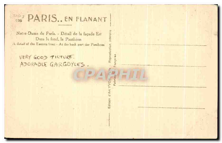 CPA Paris En Flanant Notre Dame de Paris Gargouilles  — Verso