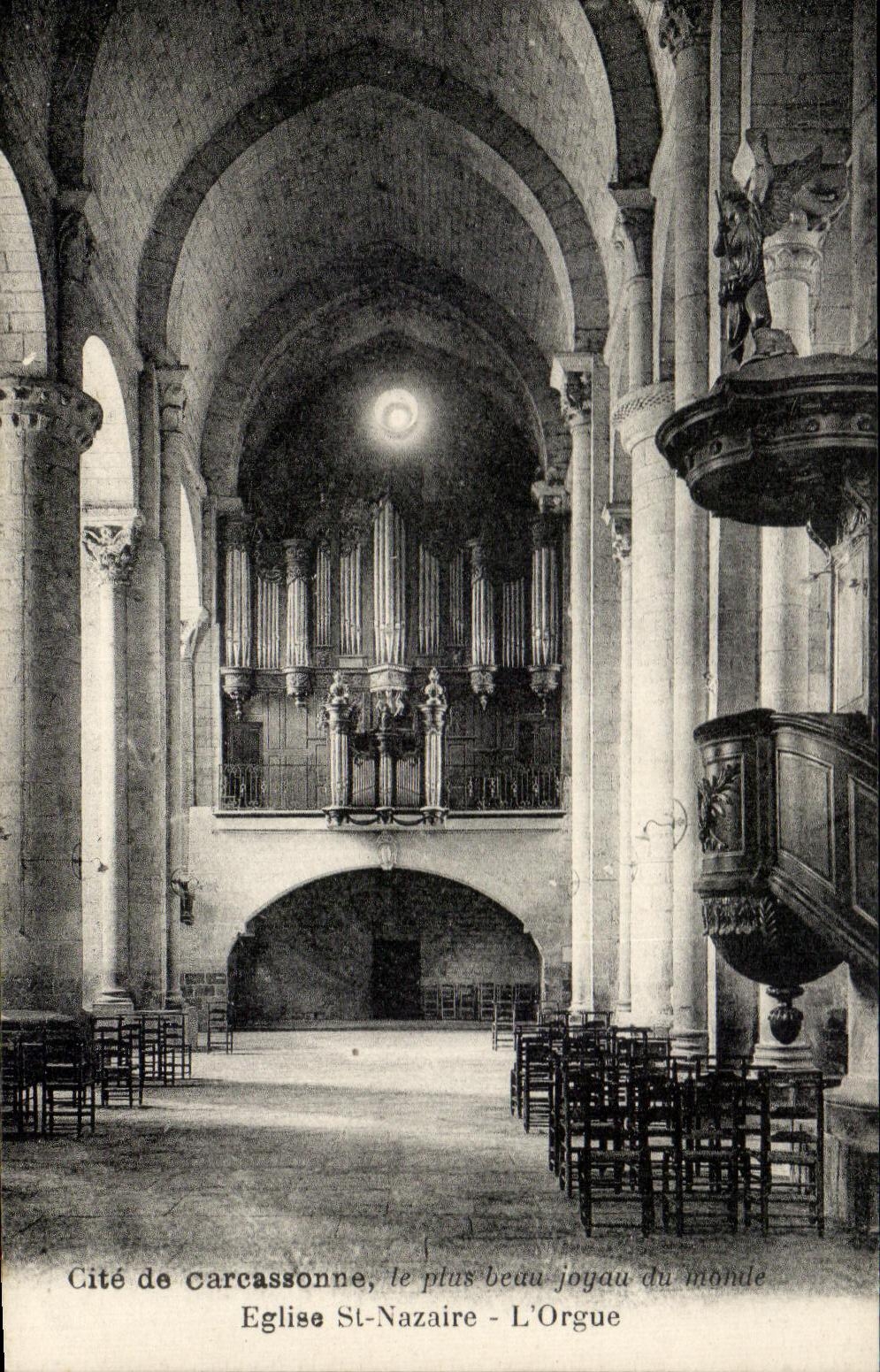 CPA Cite De Carcassonne Le plus beau Joyau du Monde Eglise St Nazaire L'Orgue