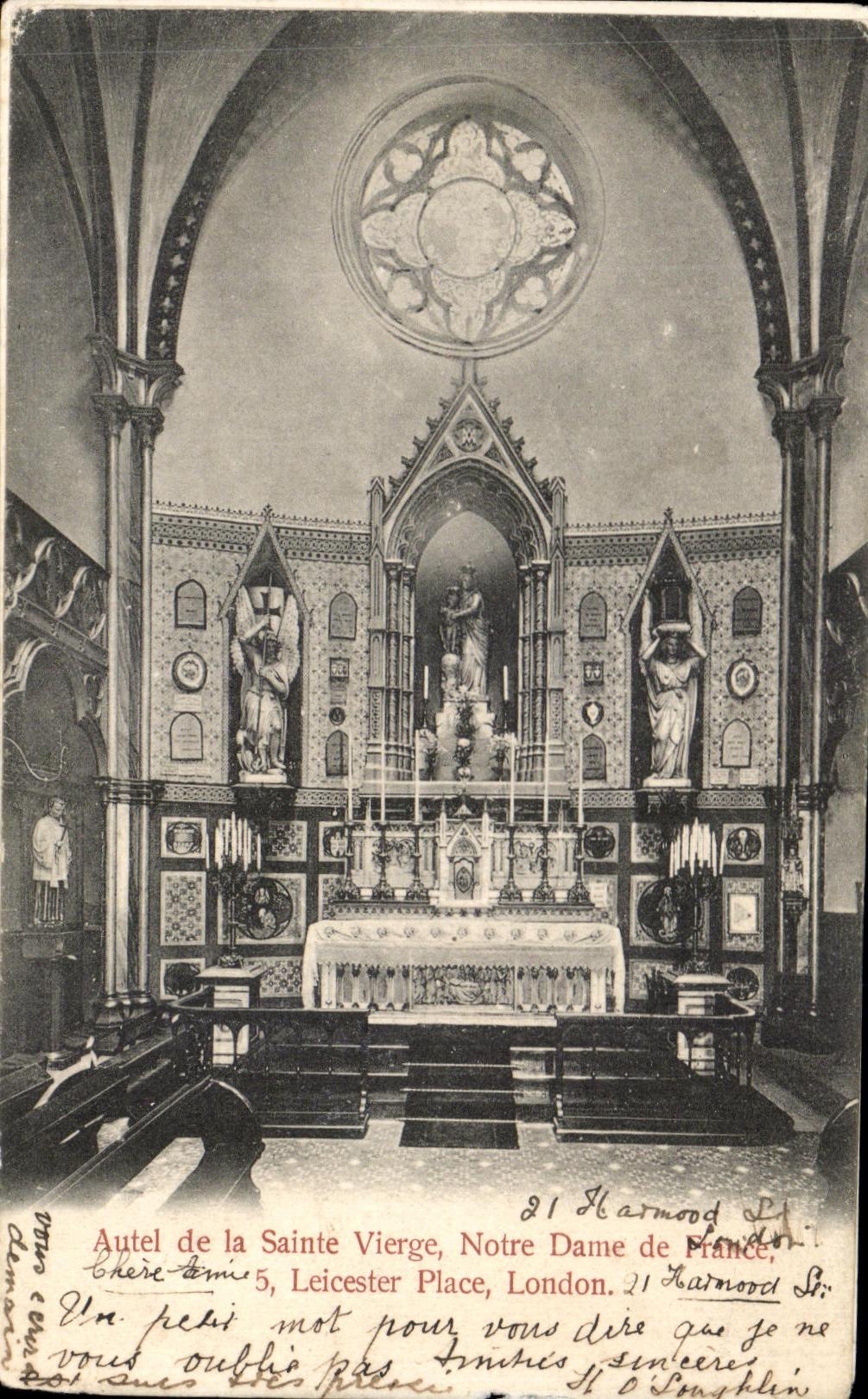 CPA Autel de la Sainte Vierge Notre Dame de France Leicester Place London