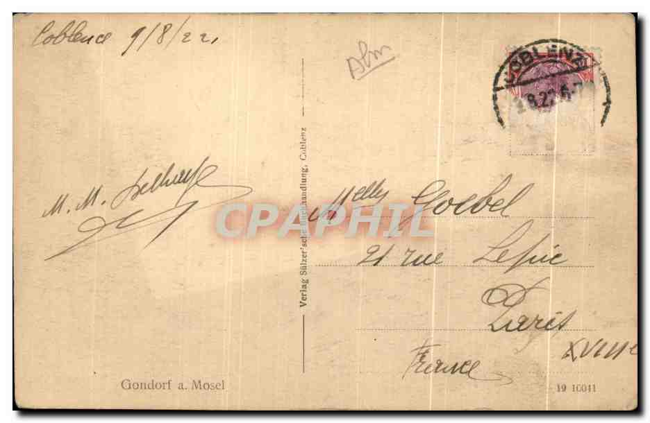 Château de Gondorf — Moselle — Verlag Süßerzehandlung, Gondorf a. Mosel — Rückseite