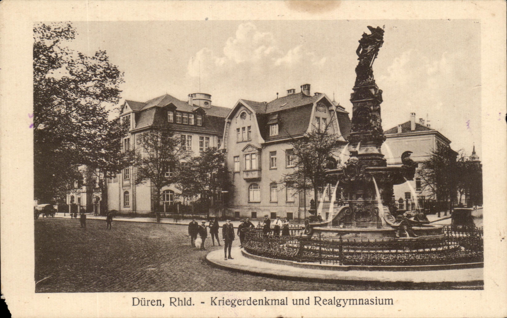 CPA Duren Rhld Kriegerdenkmal und Realgymnasium