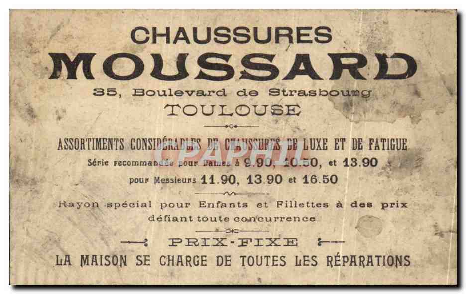Chromo ETude de peinture en 25 sujets Chaussures Moussard Strasbourg Toulouse — Verso